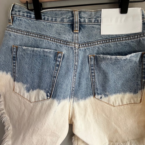 One Teaspoon DipDye Frankie Out Raw Hem Denim Short 26 Edgy Distressed Denim - Picture 14 of 16